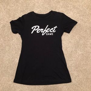 Brand new woman’s Perfect Game Baseball t-shirt. Black. PG. Size large